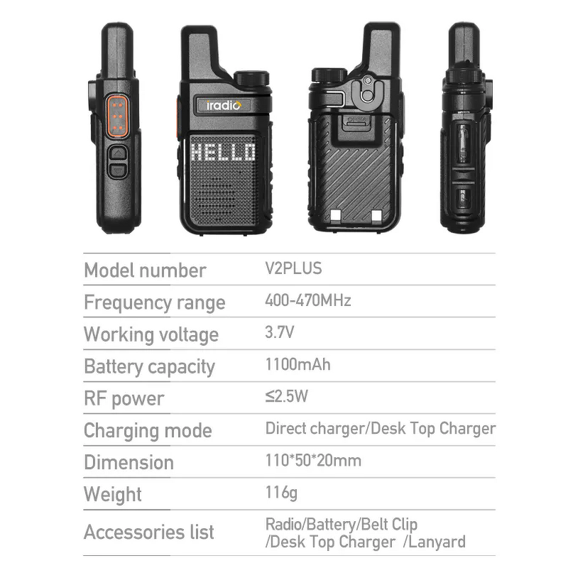 Analog Radio Manufacturer - Iradio V2 Plus 80 CH Channels 2.5W UHF/VHF DMR Ham