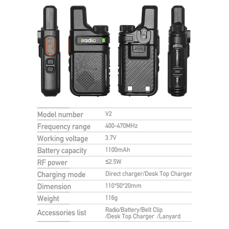 Handheld Walkie Talkie Manufacturer - Iradio V2 Mini UHF PMR 446 with Internal Antenna