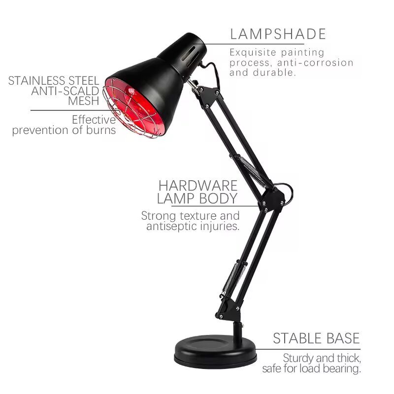 Red Light Therapy Lamp Manufacturer - Black Portable 150W Near Infrared