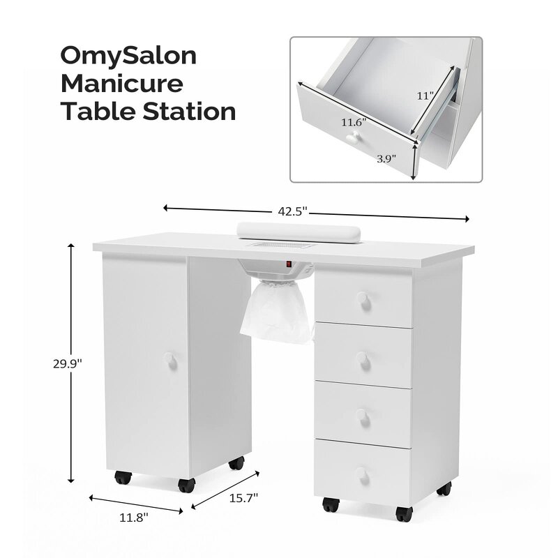 Nail Table Manufacturer - Modern Black with Dust Collector