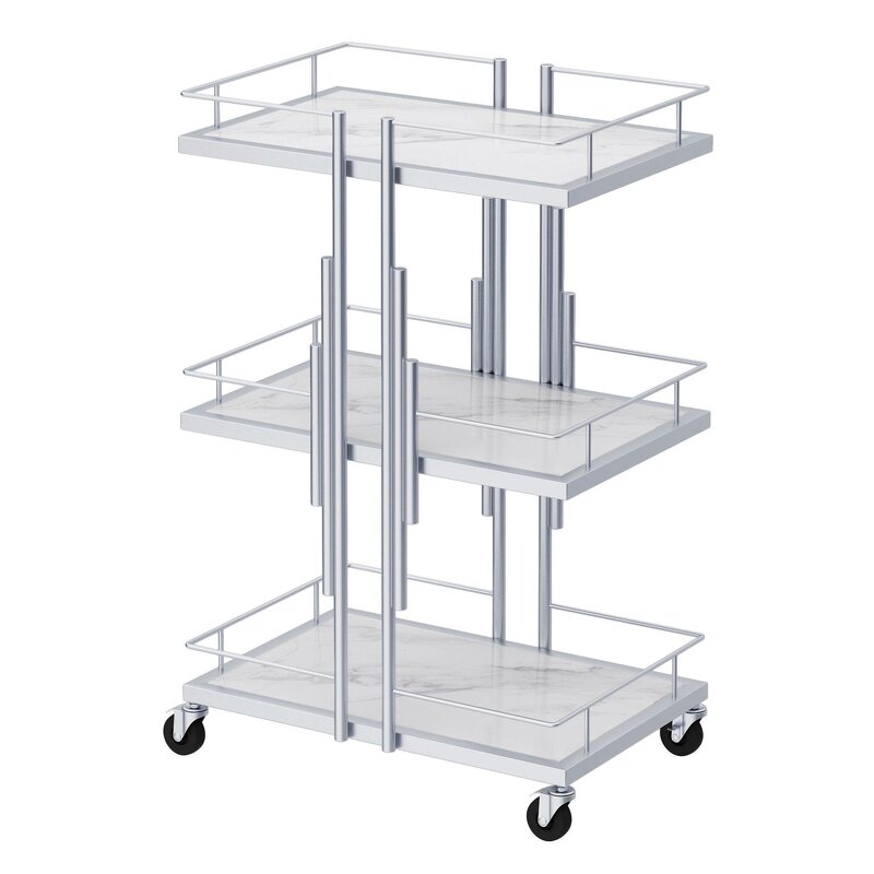 Tool Cart Manufacturer - Luxury Metal White Gold 3-Drawer for Barbershop