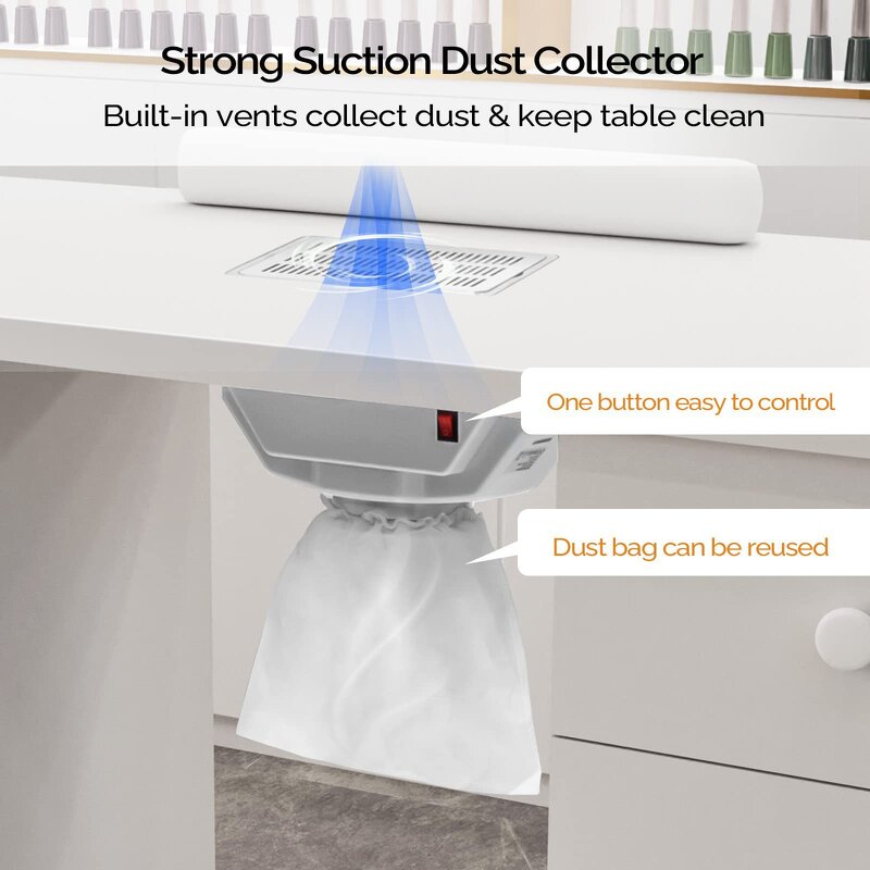 Nail Table Manufacturer - Modern Black with Dust Collector