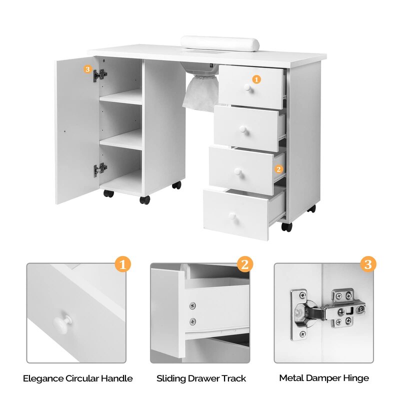 Nail Table Manufacturer - Modern Black with Dust Collector