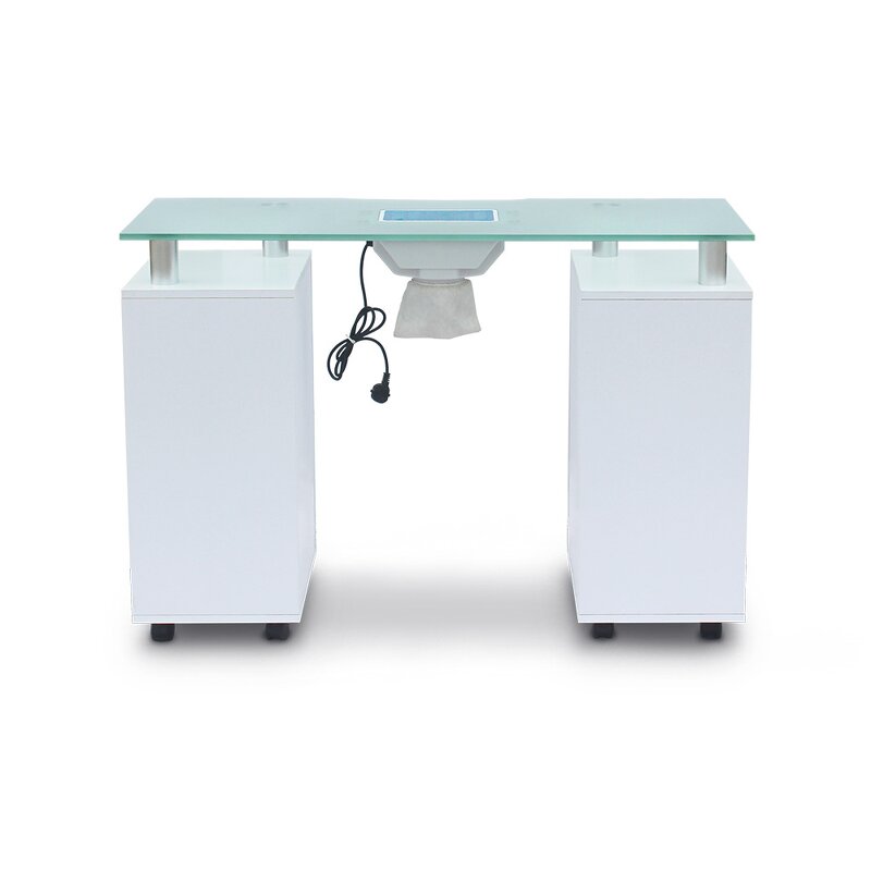 Nail Table Manufacturer - Custom with Dust Collector & Glass Top
