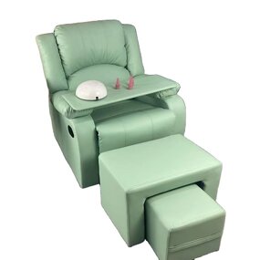 Manicure Sofa Set Manufacturer - Green Single with Stool & Foot Bath