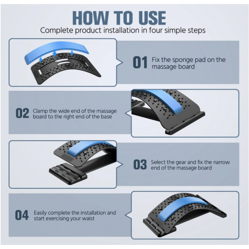 Back Stretcher - Sports Fitness Pain Relief Lumbar Magic Backcracker Massager