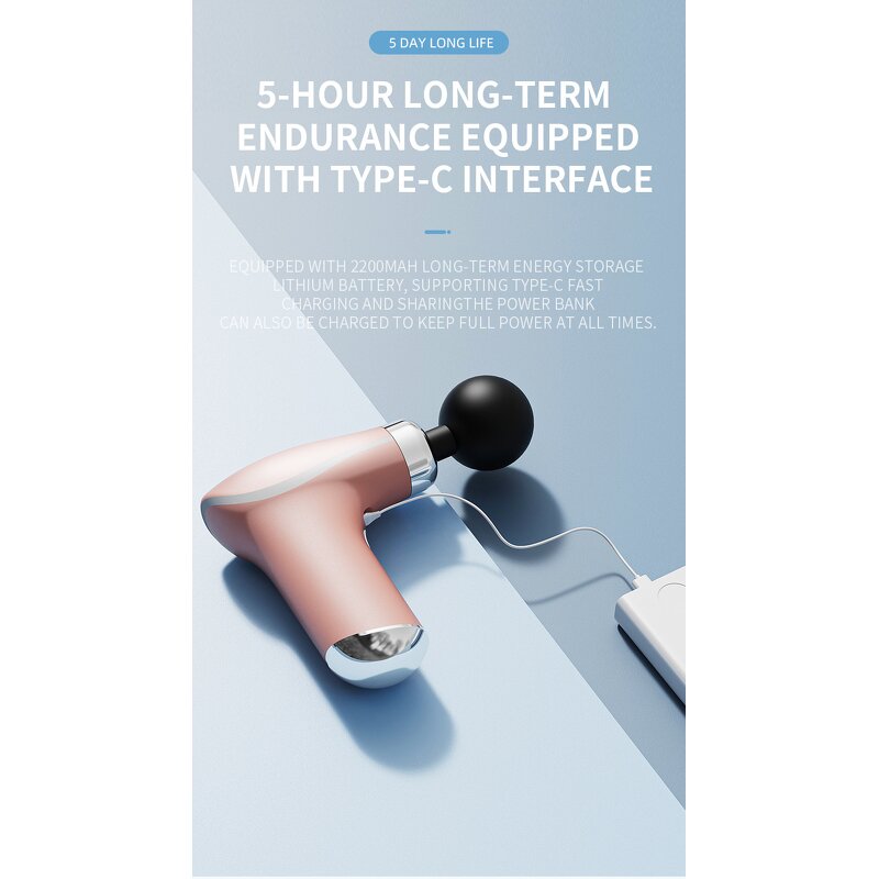 Mini Massage Gun - 8 Roll Head Body Fascia Gun Yoga Deep Muscle Relax Tool