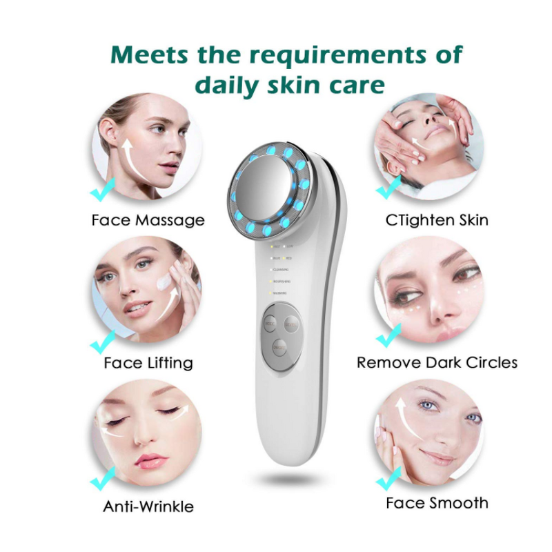 7-in-1 Facial Massager - LED Red Blue Light Deep Cleaning Lifting Skin Care