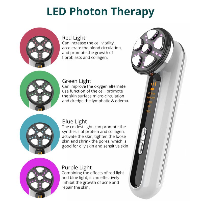 6-in-1 Facial Massager - RF EMS High Frequency V-face Skin Tightening Machine