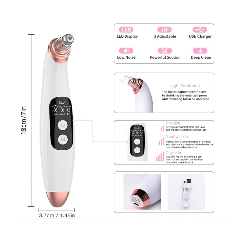 Blackhead Remover Vacuum - 5MP HD Camera WiFi Pore Cleaner Beauty Device