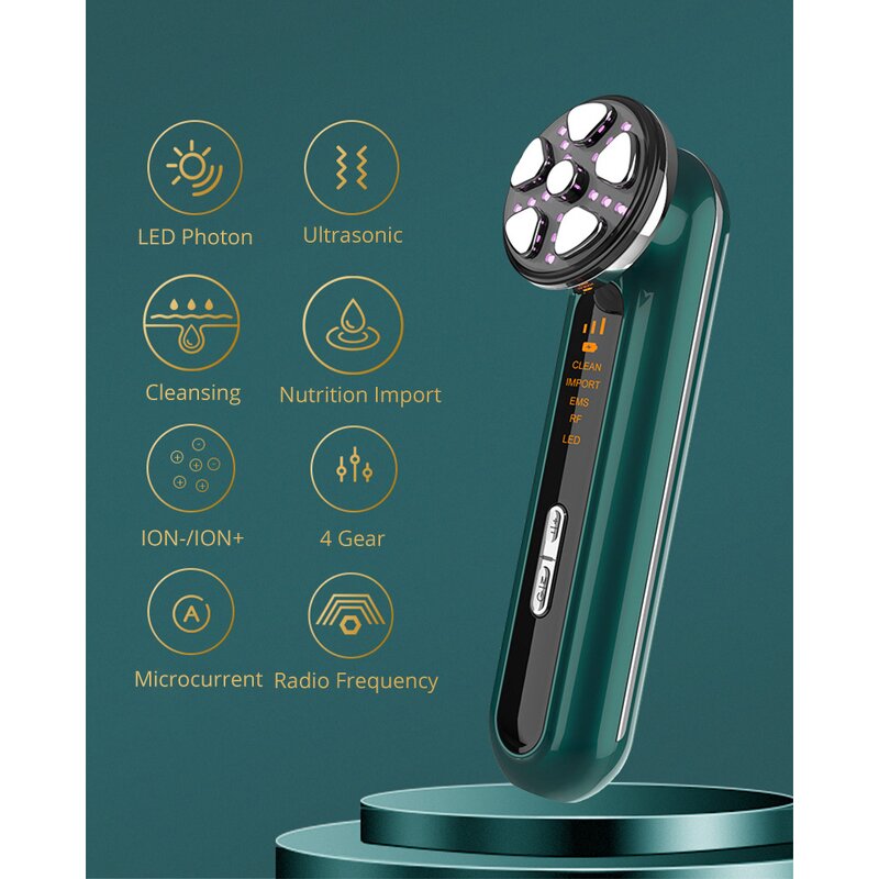 6-in-1 Facial Massager - RF EMS High Frequency V-face Skin Tightening Machine