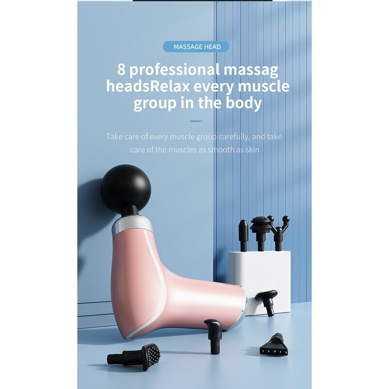 Mini Massage Gun - 8 Roll Head Body Fascia Gun Yoga Deep Muscle Relax Tool
