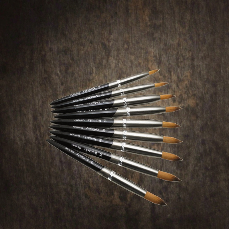Nail Brush Manufacturer - High Quality Professional Black Metal Handle Kolinsky