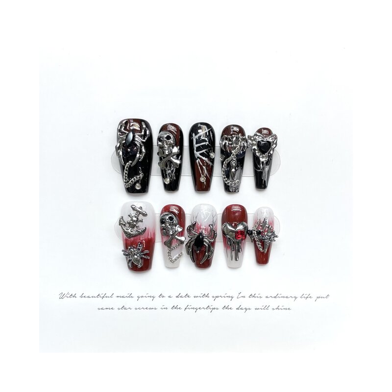 Press on Nail Manufacturer - Pure Handmade Unique 3D Dark Red