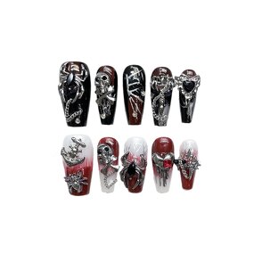 Press on Nail Manufacturer - Pure Handmade Unique 3D Dark Red