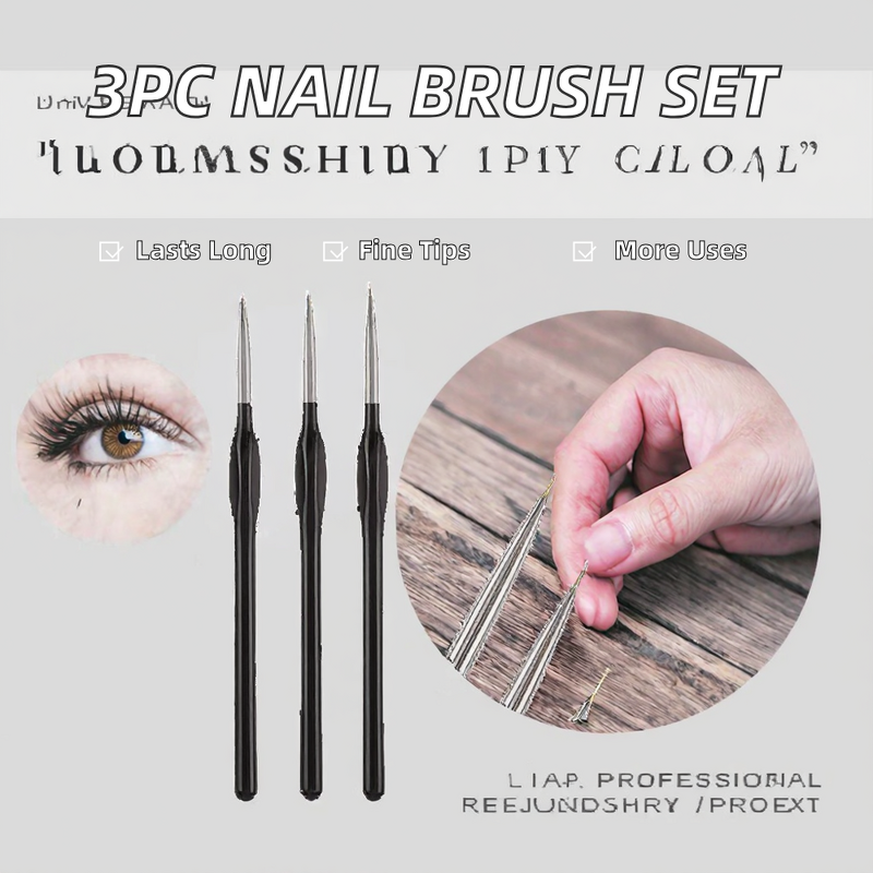 Nail Brush Set Manufacturer - 3pcs Black Nylon Custom Logo