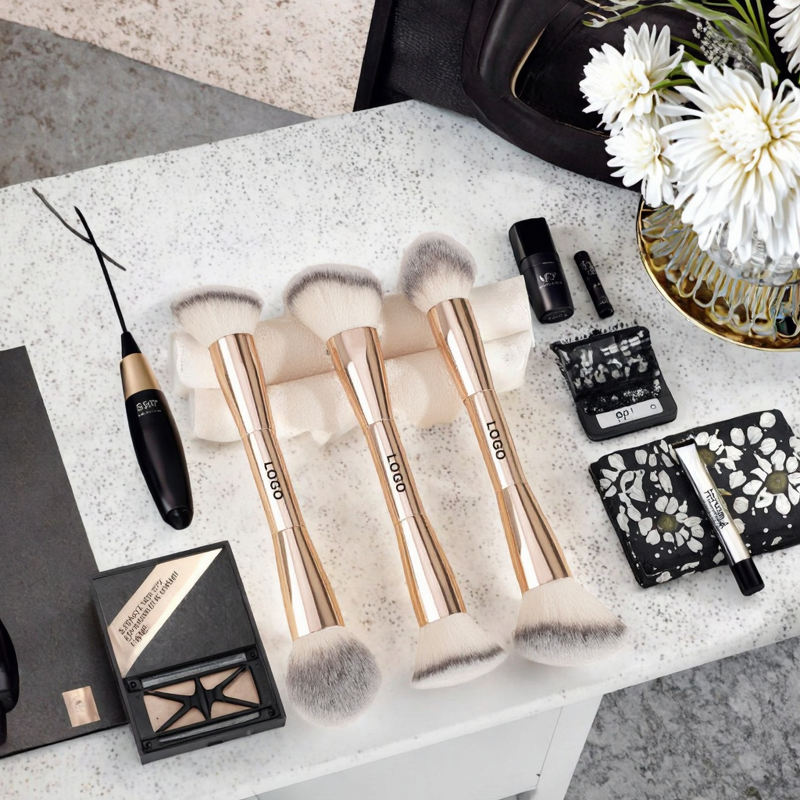 Makeup Brush Set Manufacturer - 4-in-1 Blue Pink Multi-Function Synthetic Hair