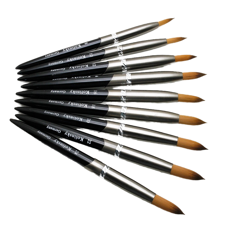 Nail Brush Manufacturer - High Quality Professional Black Metal Handle Kolinsky