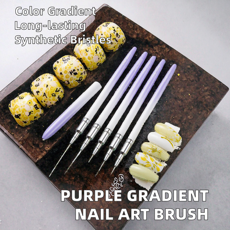 Nail Art Brush Manufacturer - Purple Long Nylon Synthetic Hair Gradient