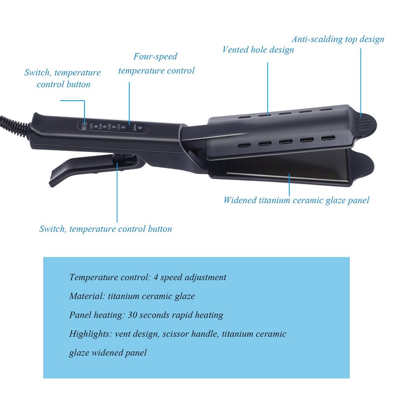Ceramic Ionic Flat Iron - Four-gear Temperature Steam Hair Straightener Crimper