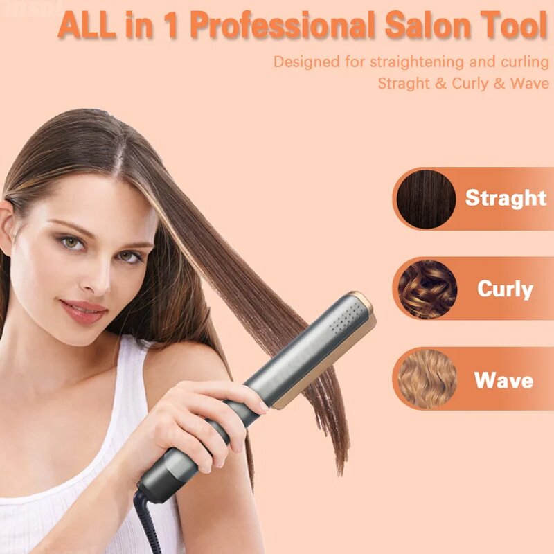 Steam Hair Straightener - Professional Portable Ceramic Flat Iron Steam Care