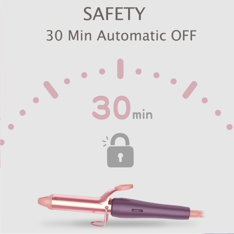 360 Rotating Hair Curler - LCD PTC Heater Straightener Sizes 22/25/28/32/38mm