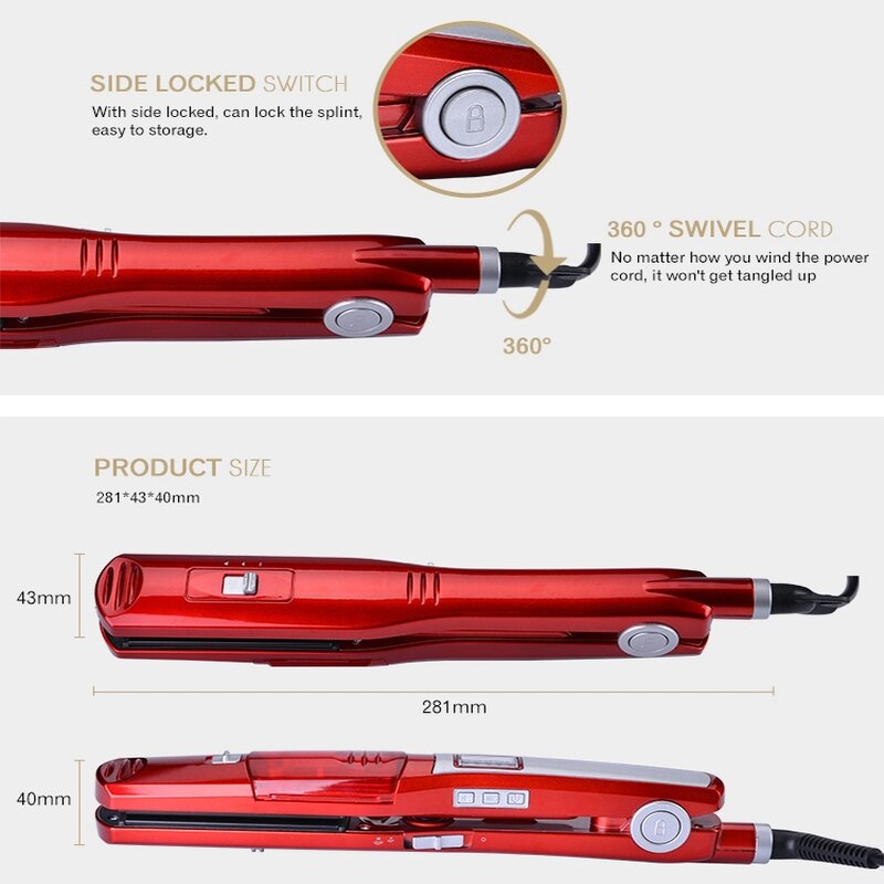 Steam Hair Straightener - Portable Ceramic Flat Iron Steam and Dry Styling Tool