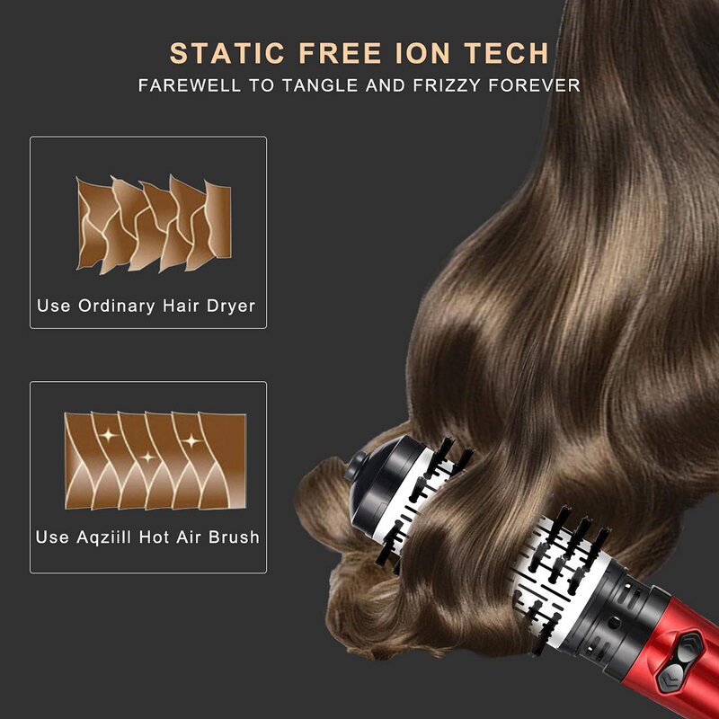 2-in-1 Hot Air Brush - Electric Straightener Curler Comb Hair Dryer Crimper