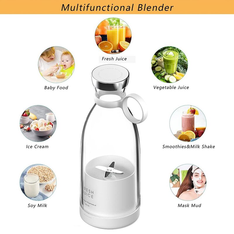 Mini Electric Juice Cup - Portable USB Rechargeable Fruit Smoothie Maker