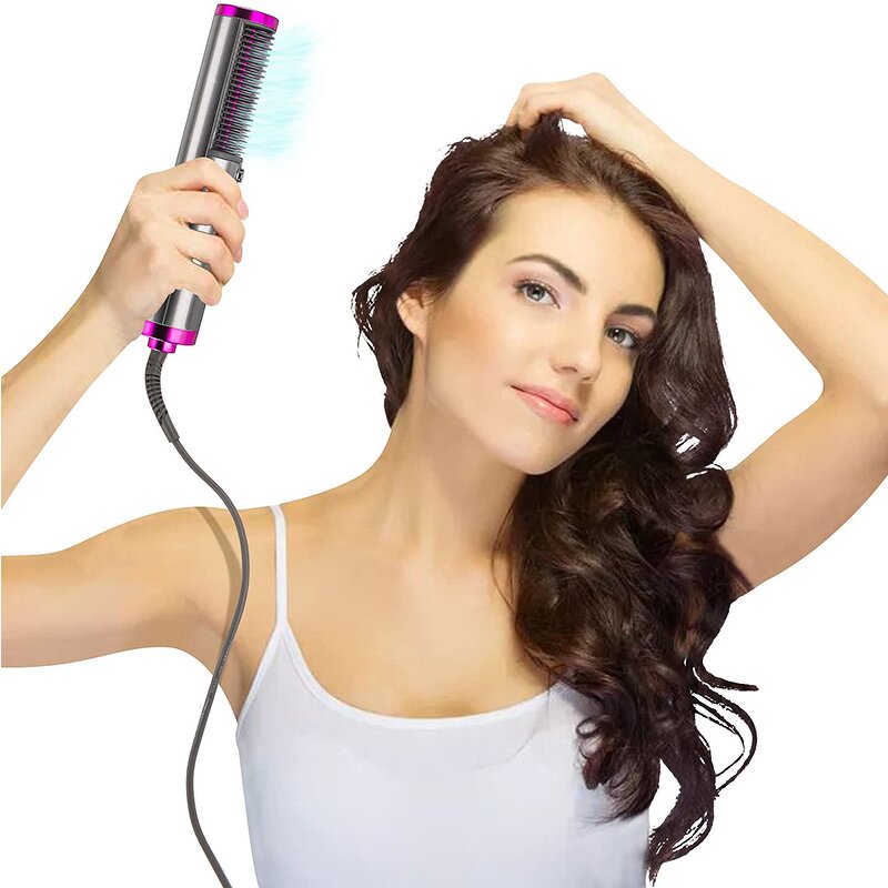 Hot Air Brush - One Step Ions Hair Dryer Comb Blowdryer with Comb Nozzle