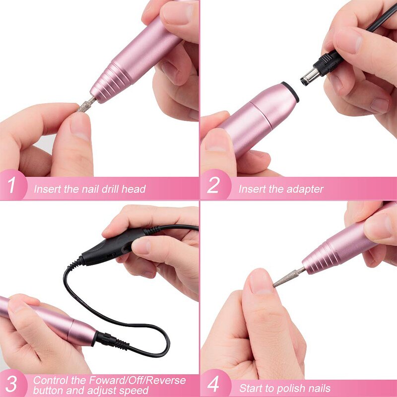 Portable Electric Nail Drill - Mini Rechargeable Cordless Manicure Polishing Pen