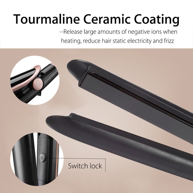 2-in-1 Steam Hair Straightener - Vapor PTC Infrared Ceramic Tourmaline Flat Iron