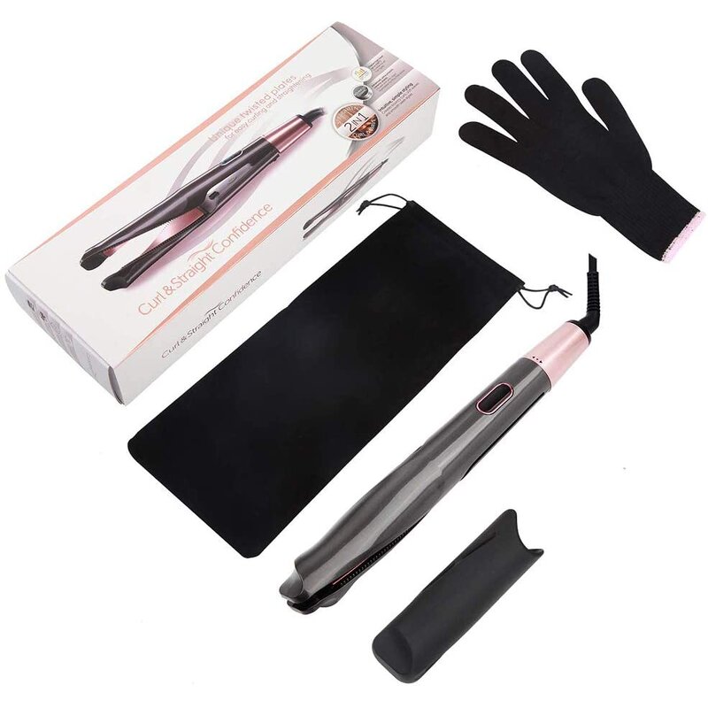2-in-1 Hair Straightener Curler - Twisted LCD Ceramic Flat Iron Magic Styling