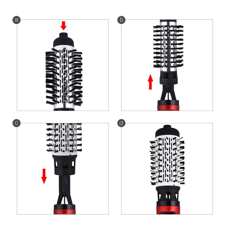 2-in-1 Hot Air Brush - Electric Straightener Curler Comb Hair Dryer Crimper