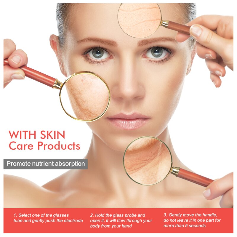 High Frequency Therapy Wand - Anti-Aging Galvanic Electrotherapy Skin Care Tool