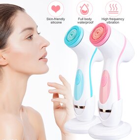 Silicone Facial Cleansing Brush - Waterproof Sonic Electric Face Cleaner Women