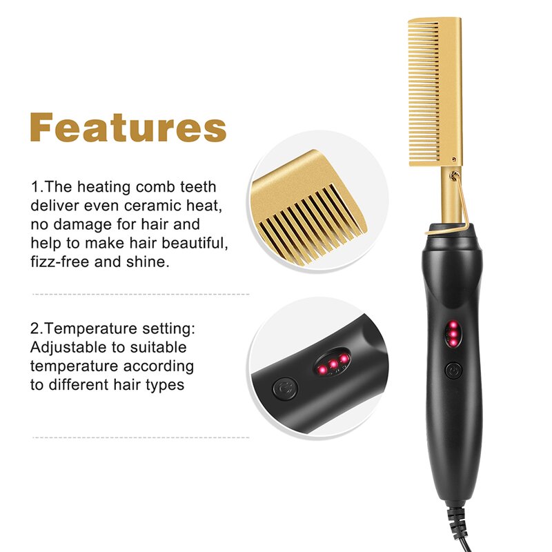 Electric Heating Comb - Factory Hot Sale Hair Straightening Copper Comb
