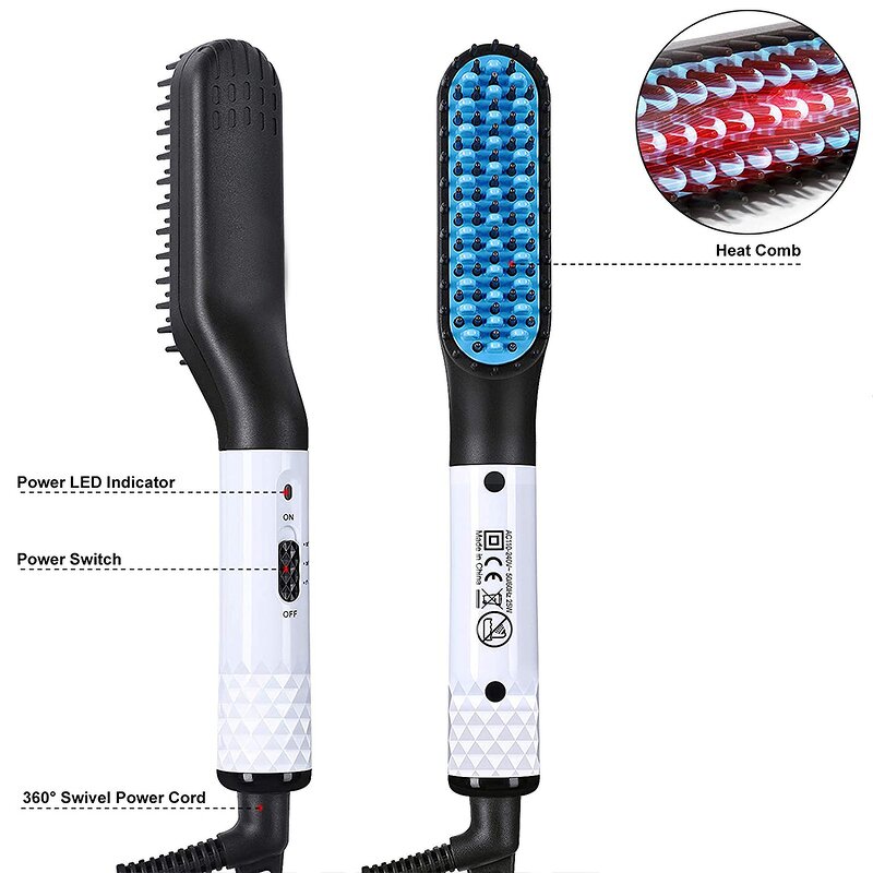 Mini Beard Straightening Comb - Professional Ceramic Brush Hair Straightener Men