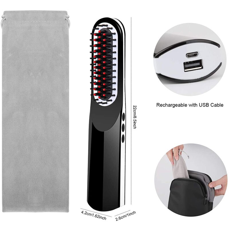 Wireless Hair Straightener - USB Ceramic LCD Portable PTC Heater for Home