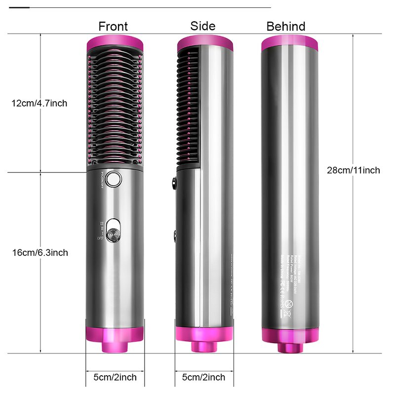 Hot Air Brush - One Step Ions Hair Dryer Comb Blowdryer with Comb Nozzle