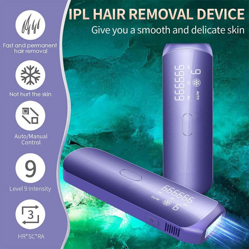 Sapphire IPL Hair Removal - Ice-Cooling Permanent Painless Home Salon Tool Men Women
