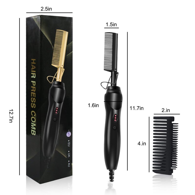 Mini Hair Straightener - LCD Ceramic Hot Comb High Heat Press for RV Application