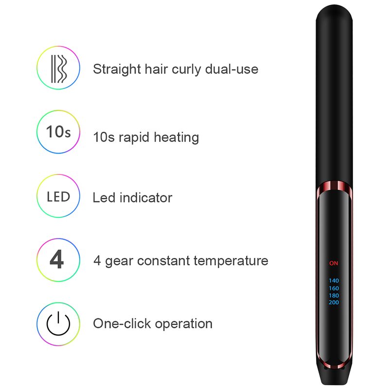 2-in-1 Flat Iron - Wet Dry Hair Straightener Curler Hot Plate Styling Tool