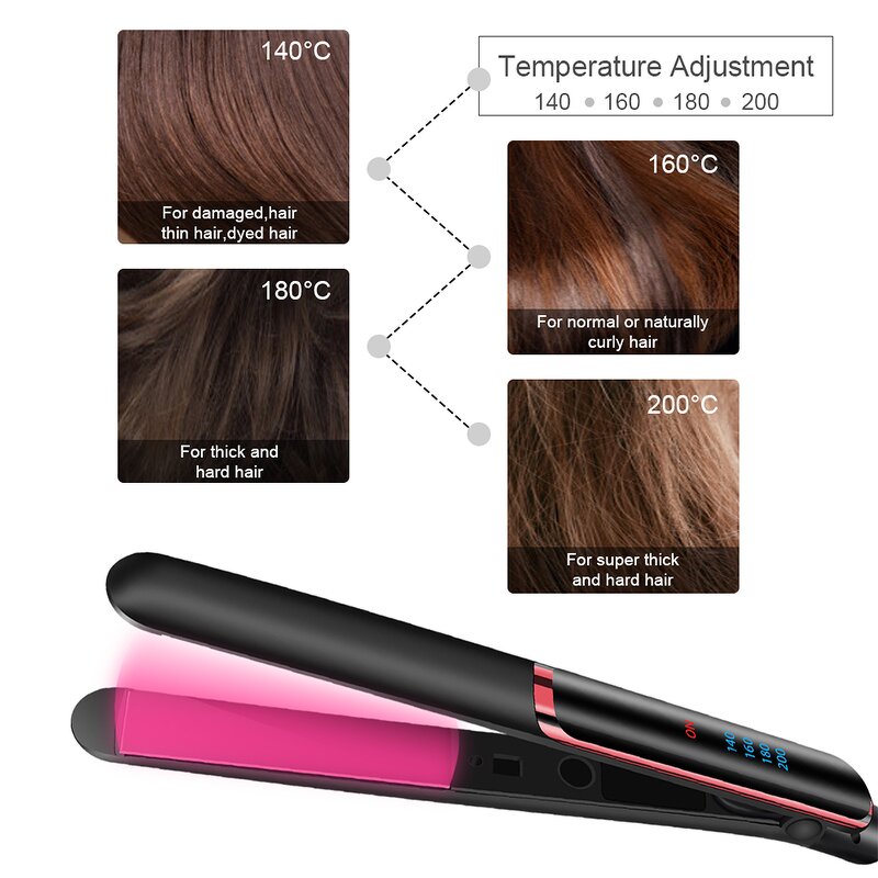 2-in-1 Flat Iron - Wet Dry Hair Straightener Curler Hot Plate Styling Tool