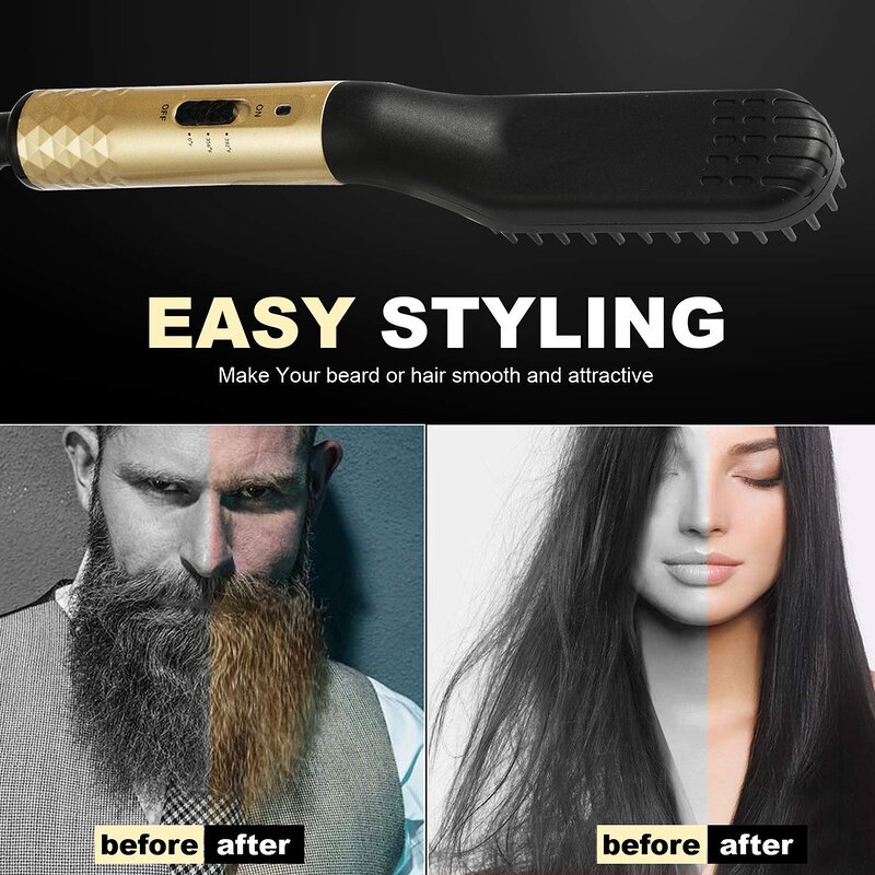 Mini Beard Straightening Comb - Professional Ceramic Brush Hair Straightener Men
