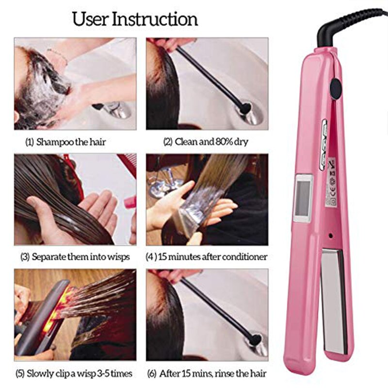 2-in-1 Hair Straightener - Ultrasonic Infrared Ceramic Plate LCD Household Use