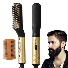 Mini Beard Straightening Comb - Professional Ceramic Brush Hair Straightener Men