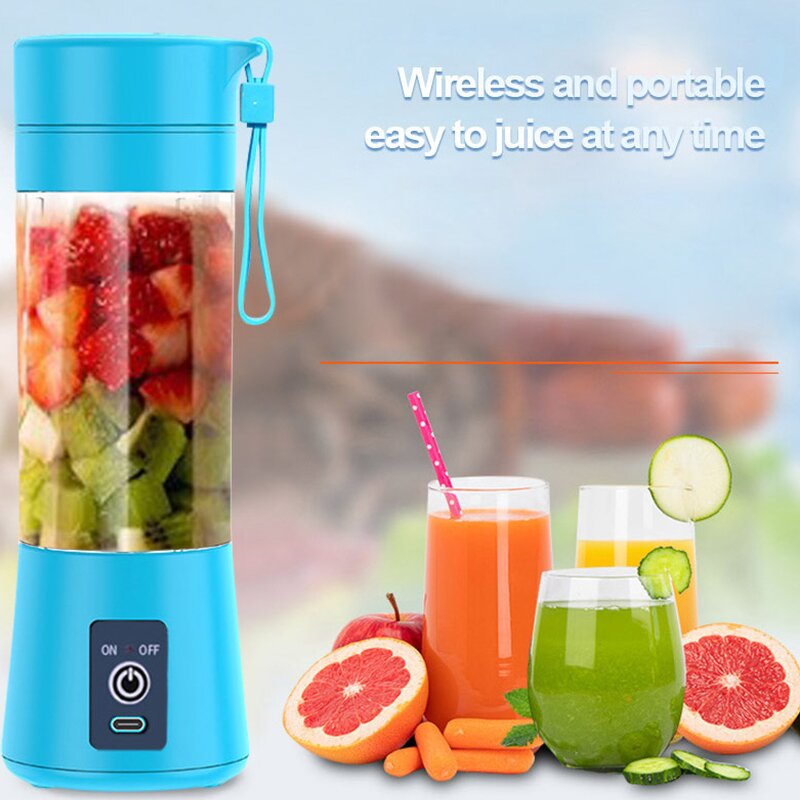 Portable Electric Juicer - USB Household Blender Stainless Steel Blade Cup