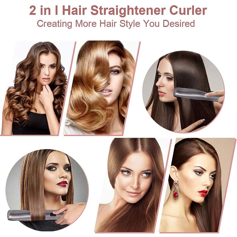 2-in-1 Hair Straightener Curler - Twisted LCD Ceramic Flat Iron Magic Styling