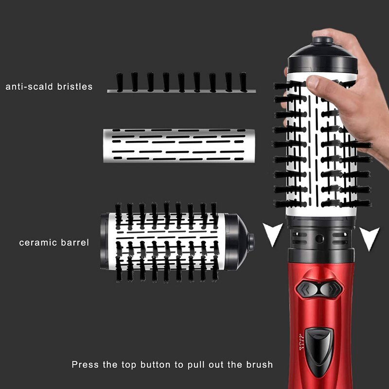 2-in-1 Hot Air Brush - Electric Straightener Curler Comb Hair Dryer Crimper